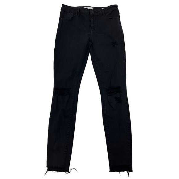 Pacsun Mid Rise Skinniest Ankle Women’s Distressed Jeans Raw Hem Black Size 28L - Picture 1 of 10
